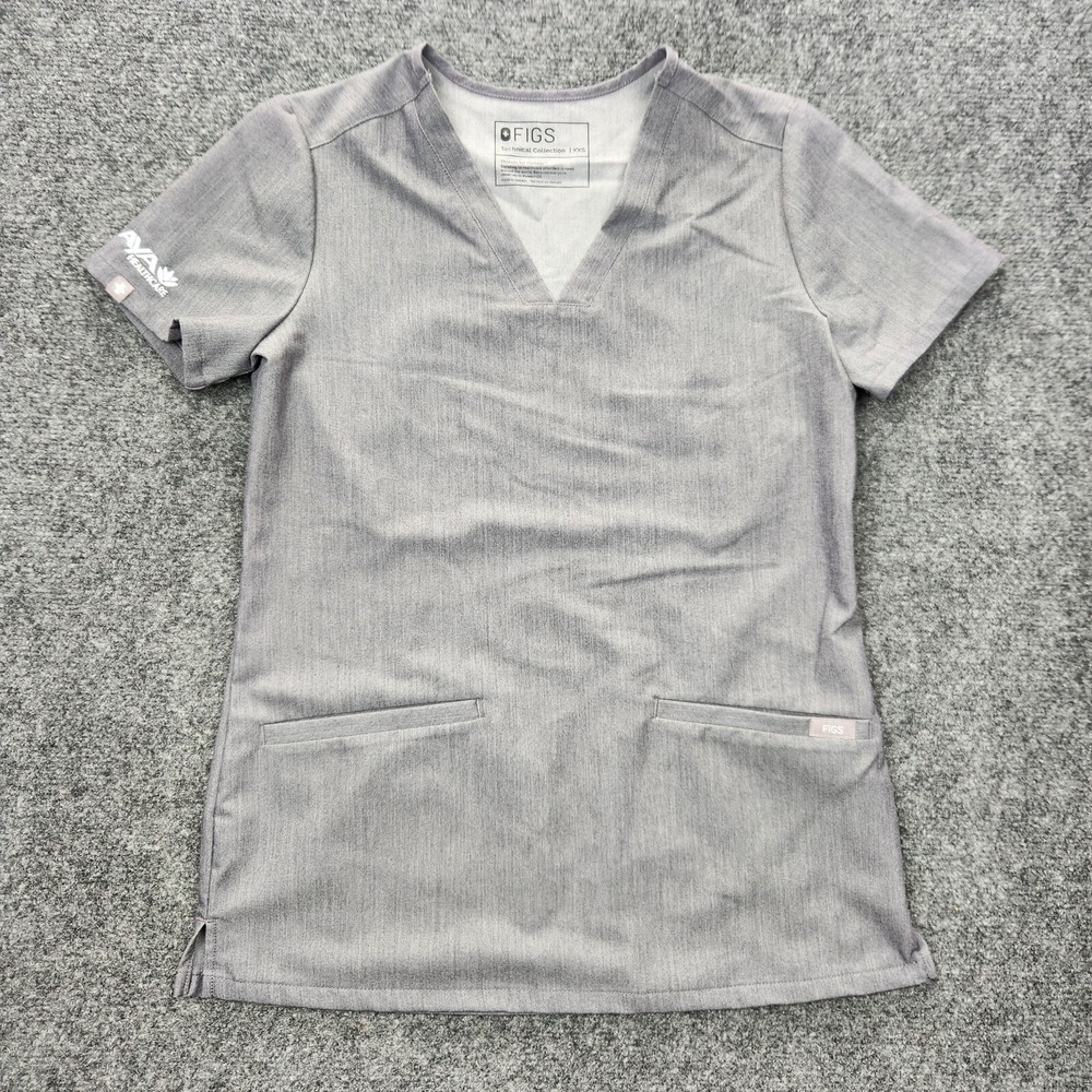 Figs Scrub Top Womens XXS Gray‎ Technical Collection Casma Three Pocket Medical